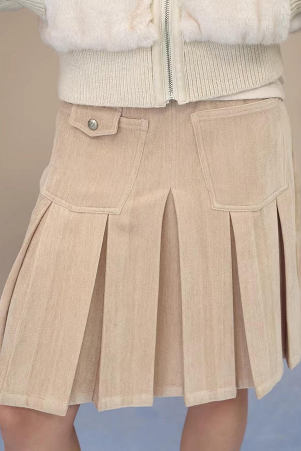 Reversible Suede Pleated Skirt