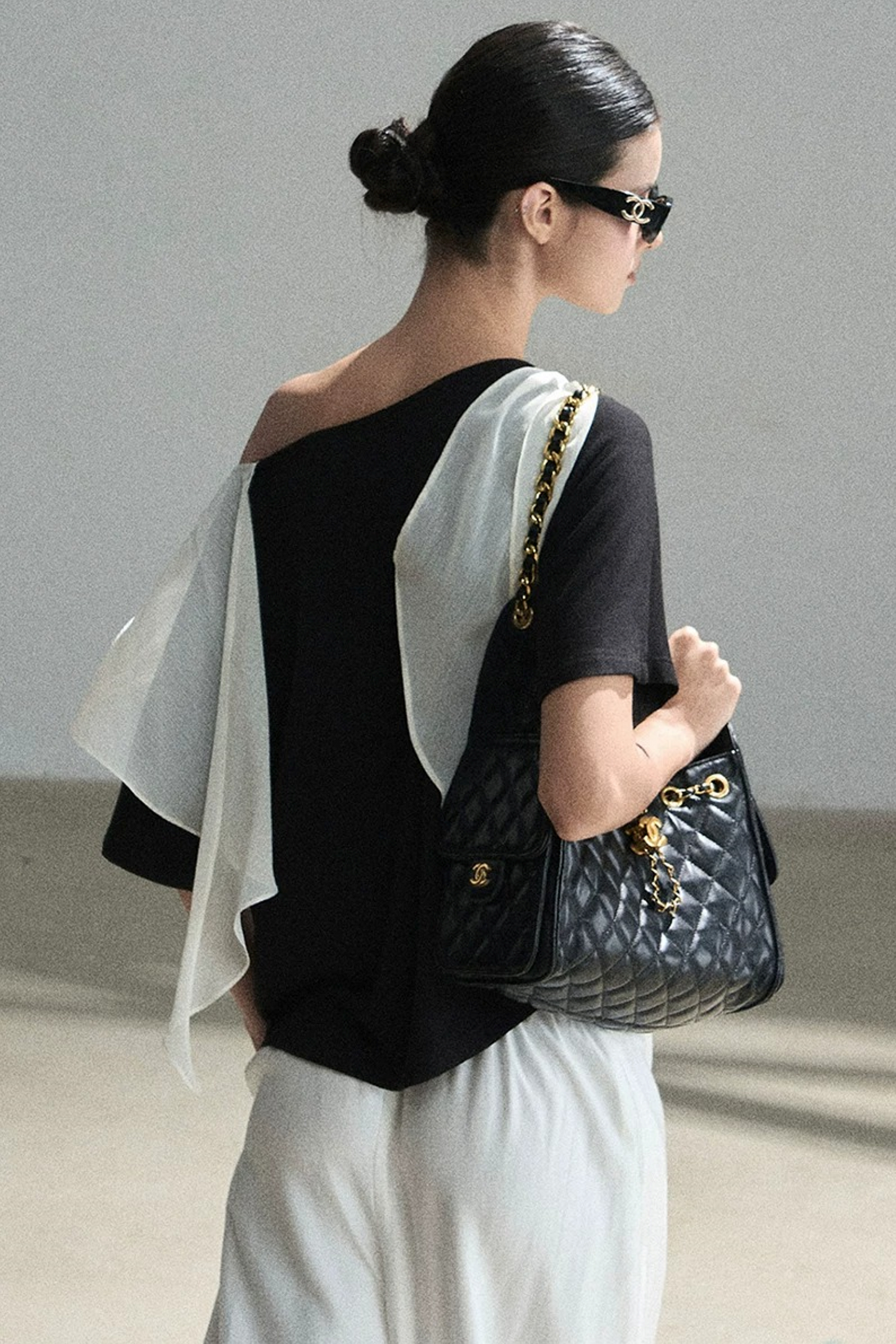 Black and White Off-Shoulder Top