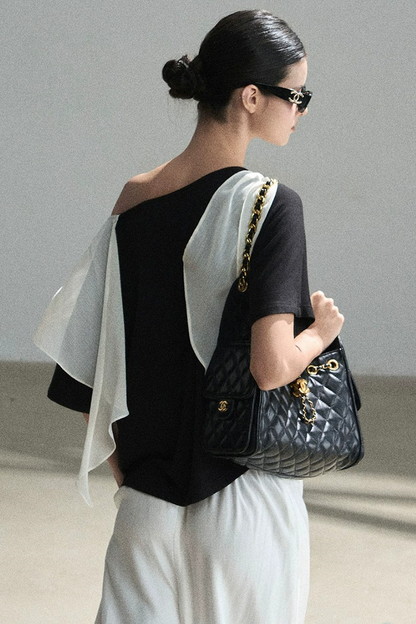 Black and White Off-Shoulder Top