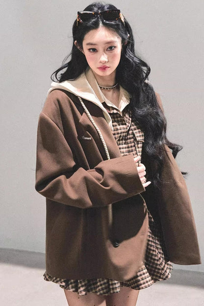 Plaid Two-Piece Winter Dress Set-Up