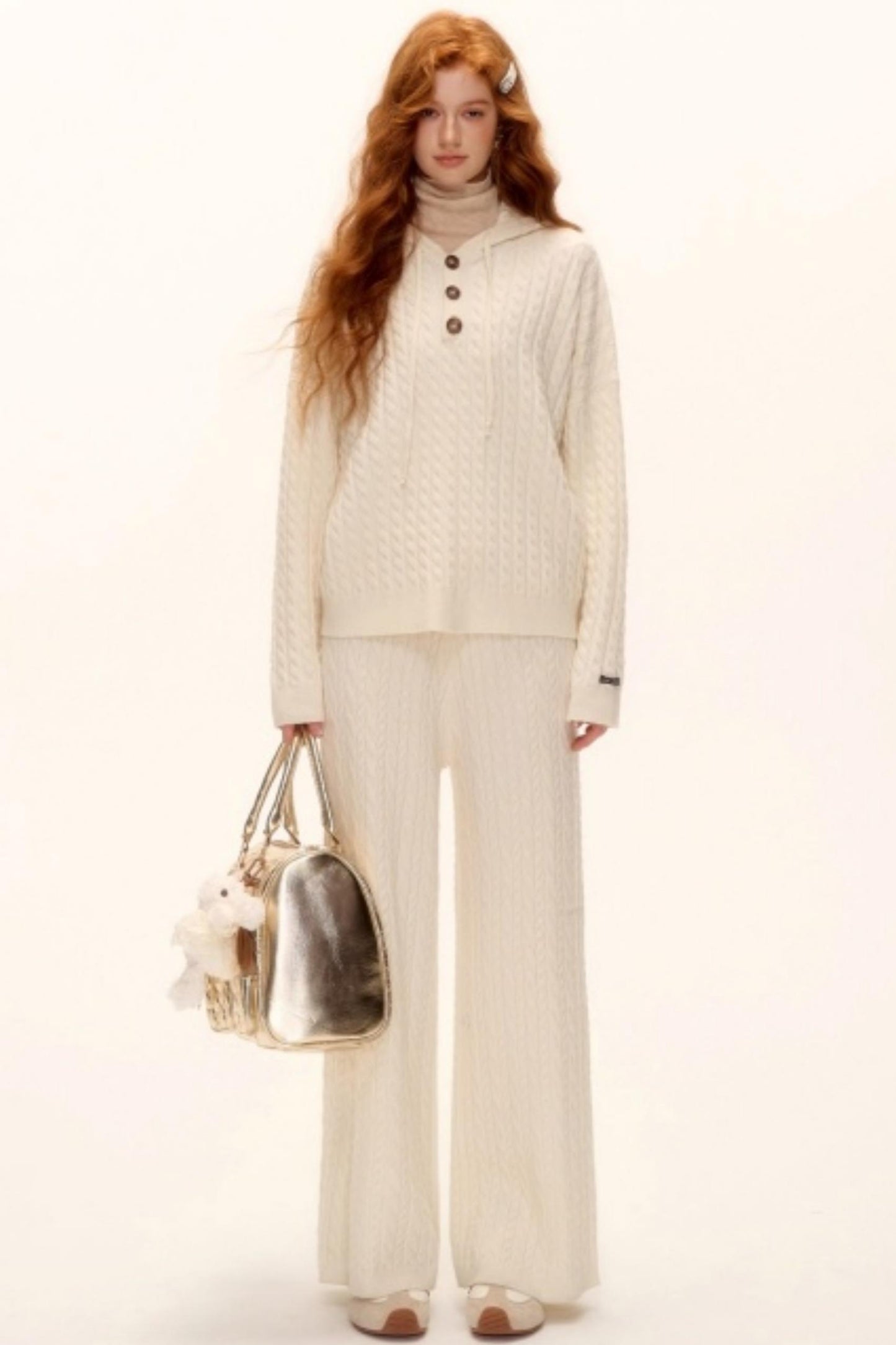 Wool Blend Hooded Knit Set-Up