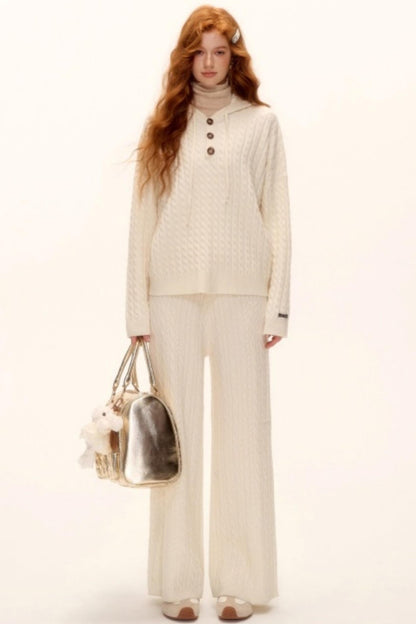 Wool Blend Hooded Knit Set-Up