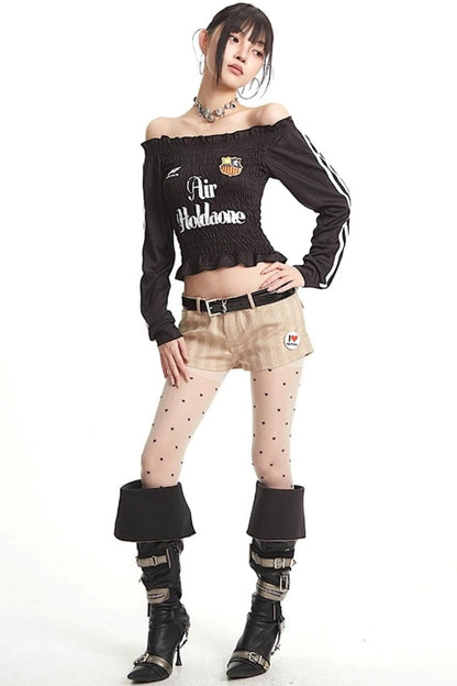 Pleats Elastic Sleeve T-Shirt