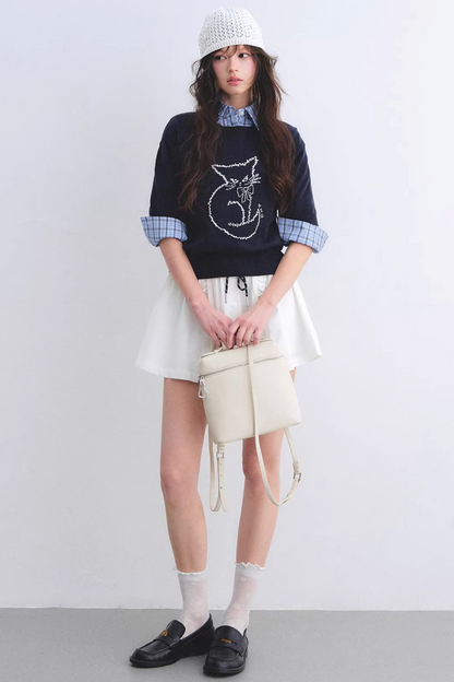 Completo camicia a quadri con orlo grezzo