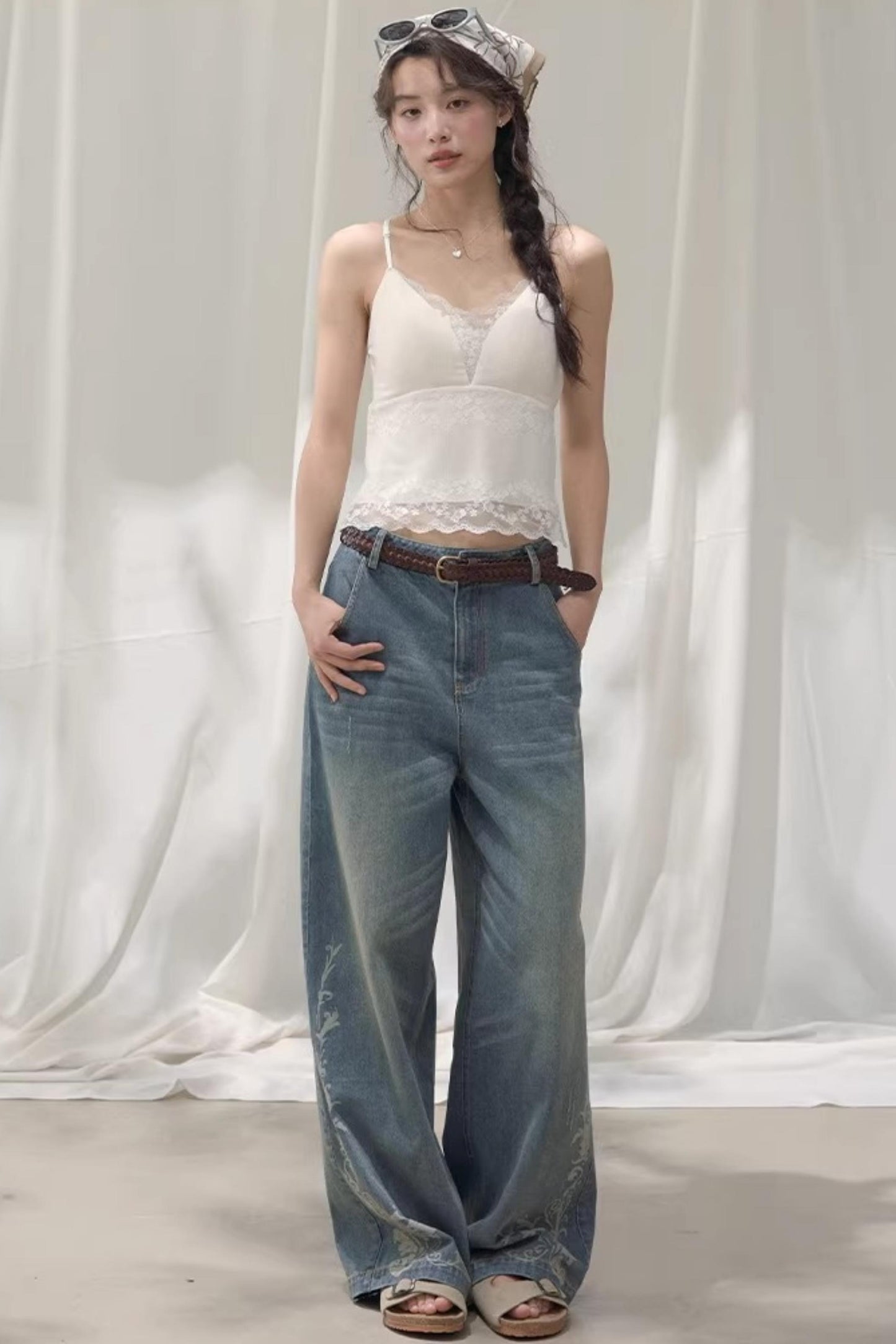 Laser Embossed Vintage Jeans