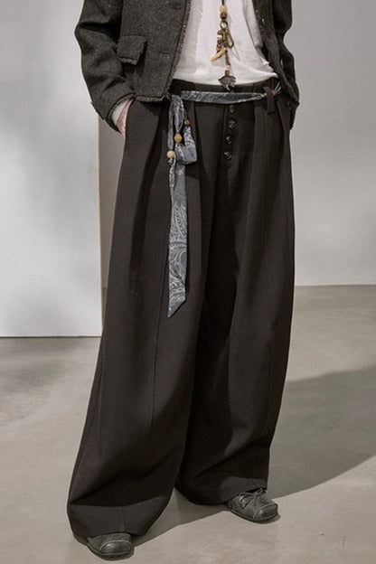 Button Pleated Winter Pants