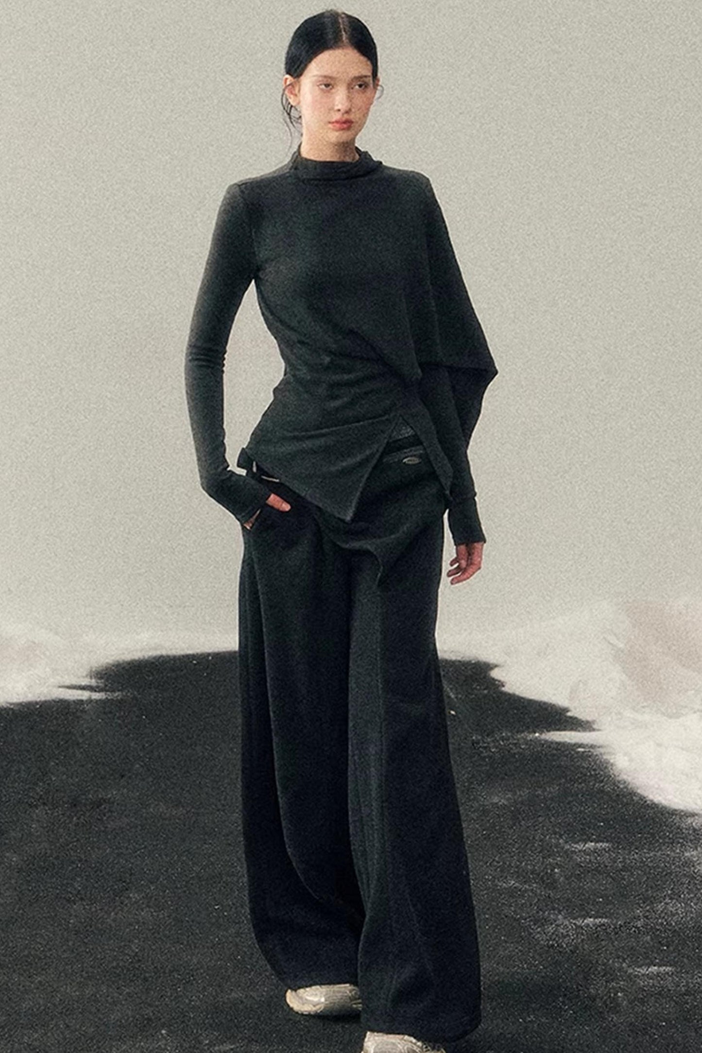 Irregular Waist-Cinching Winter Top