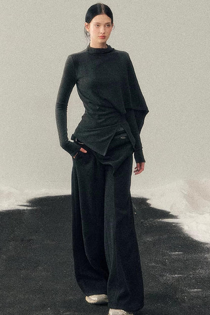 Irregular Waist-Cinching Winter Top