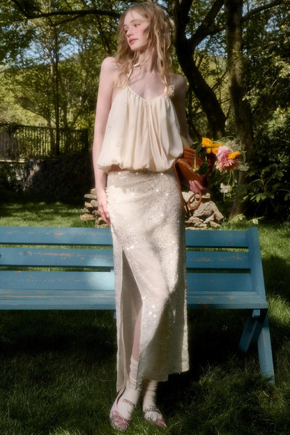 Celestial Slouchy Suit With Knit Skirt Set-Up