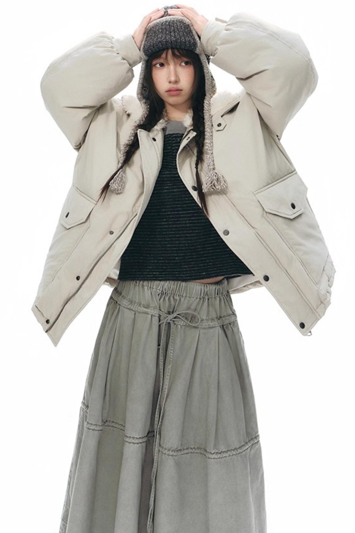 Elastic Cotton Dimensional Skirt