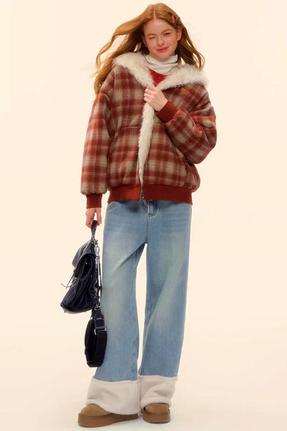 First Snow Plaid Reversible Coat