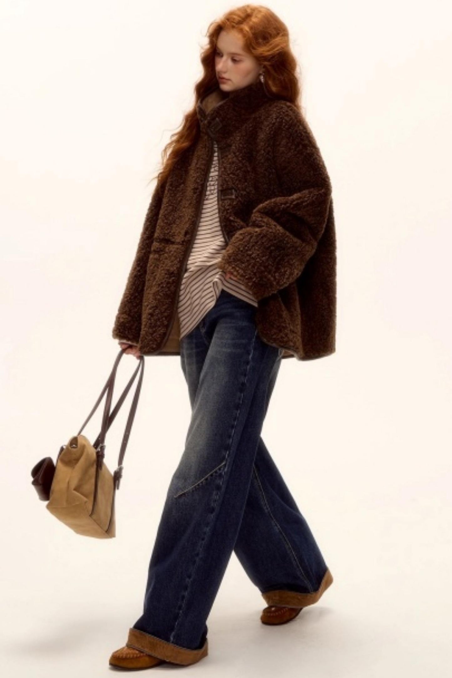 Suede Patchwork Denim Pants