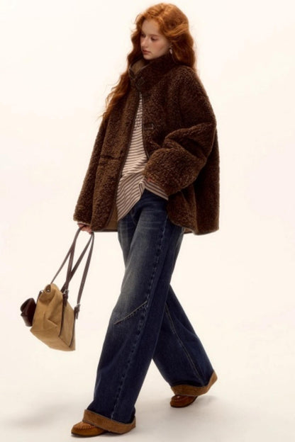 Suede Patchwork Denim Pants