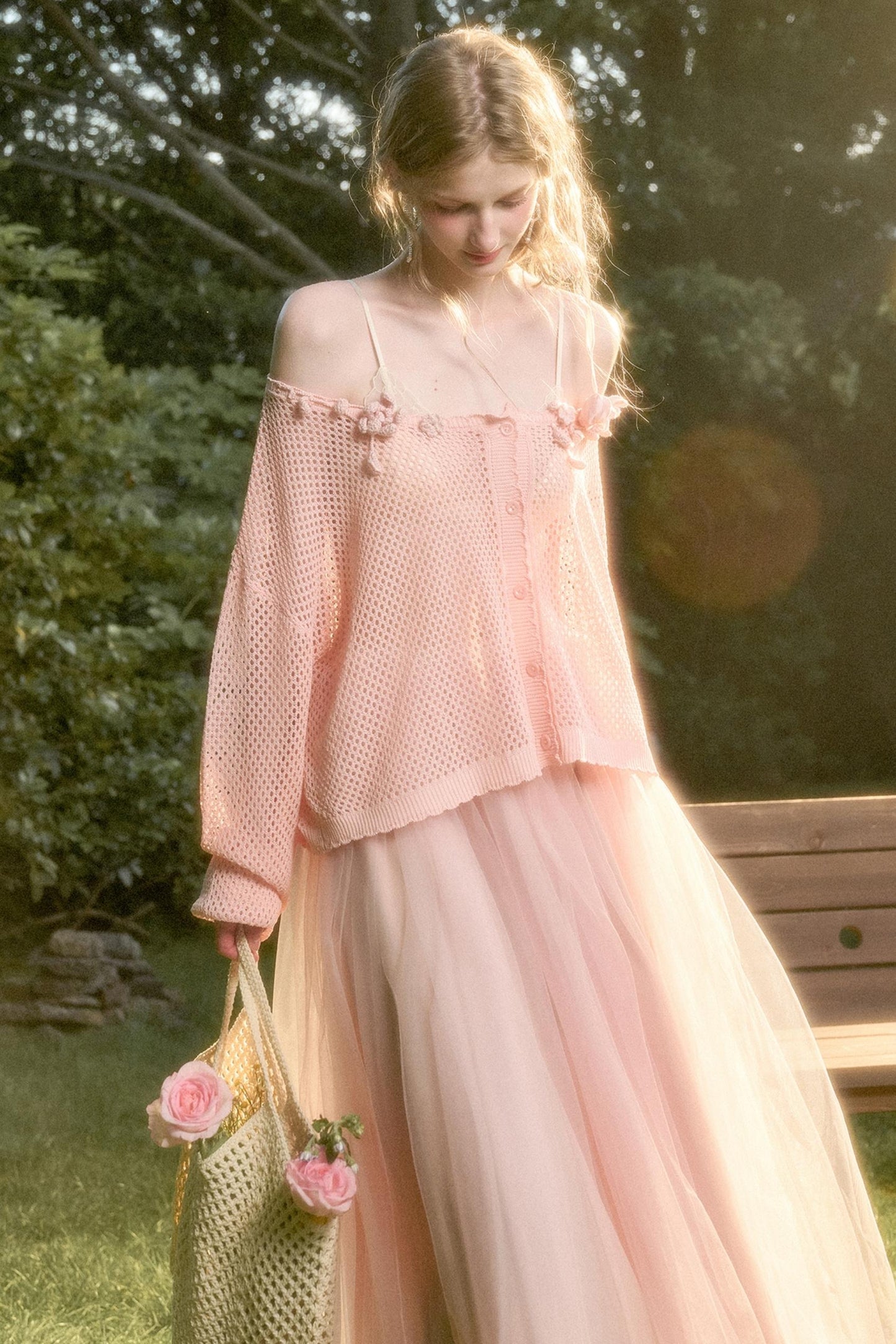 Galaxy Ice Silk Hollow Cardigan