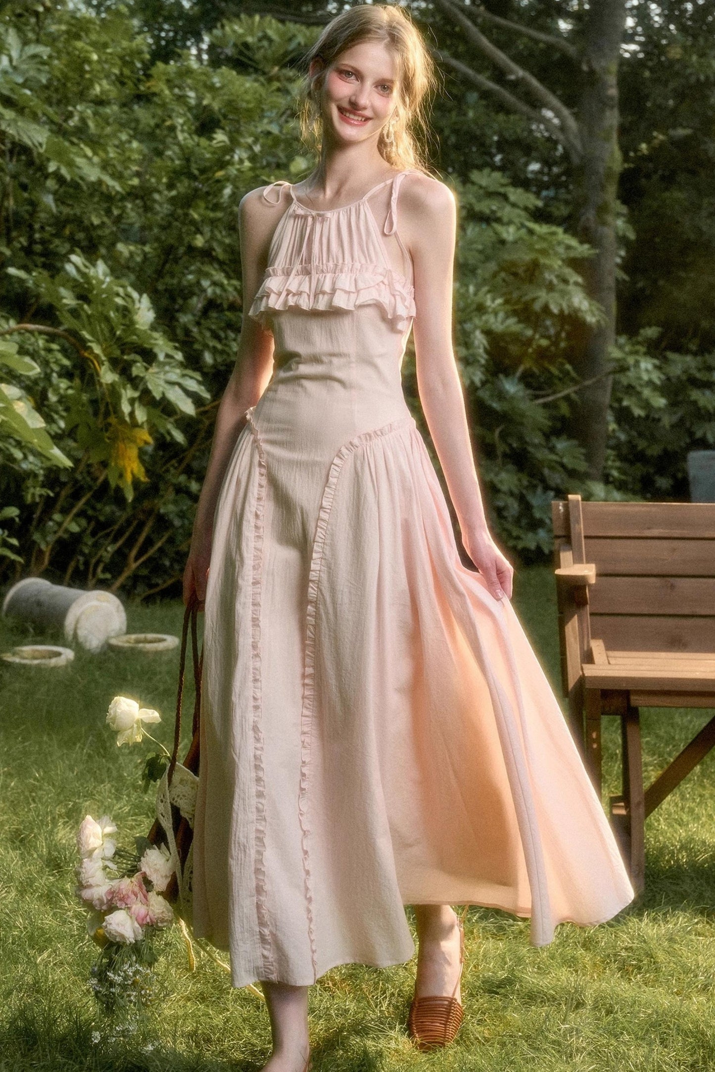 Rose Sea Halterneck Long Skirt