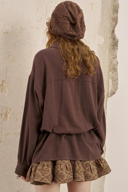 Vintage Striped Suede Embroidered Shirt