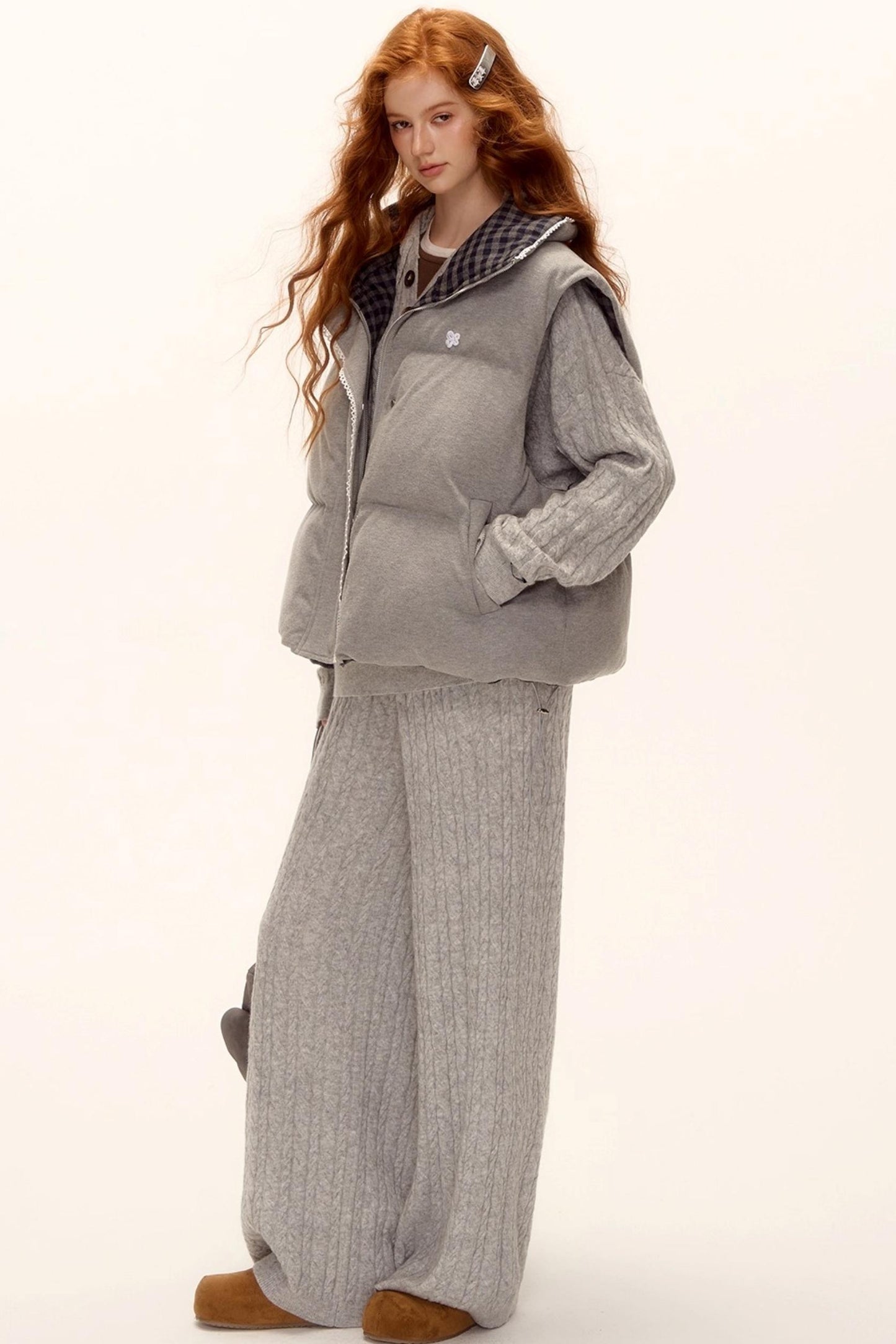 Reversible Plaid Lace Vest Jacket