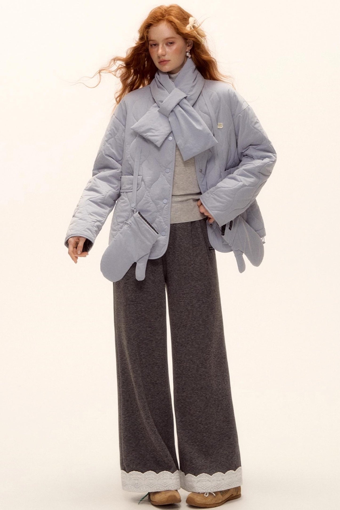 Milk Blue Plaid Cotton Jacket Set