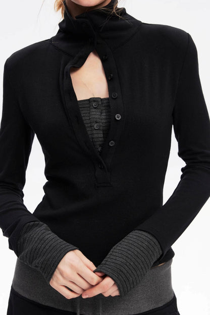 Henry Collar Knitted Top