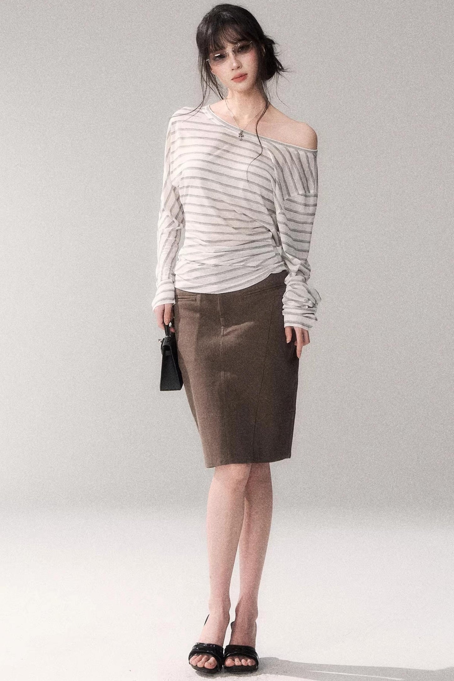 Cotton Washed Midi Skirt