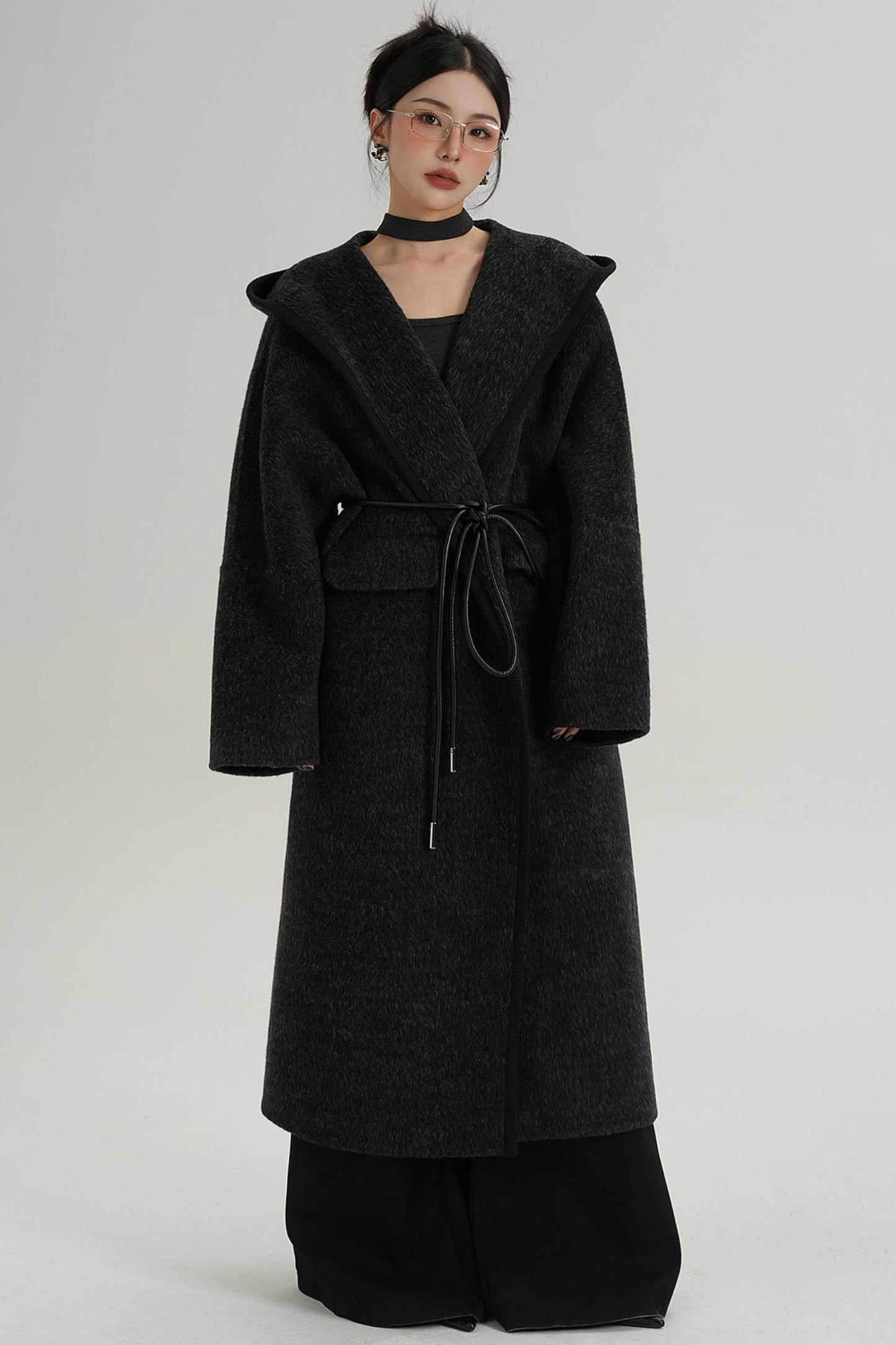 Lace-Up Wool Minimal Coat