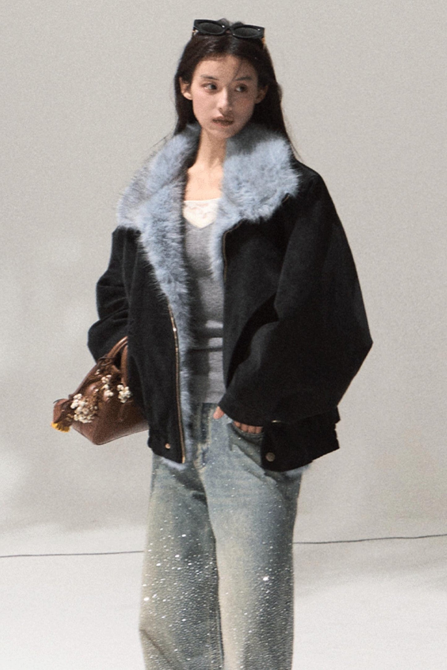 Skin Lace Wool Knit Sleeve Sweater Top