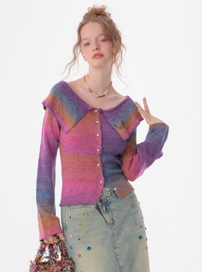 Flared sleeves knitted jacket