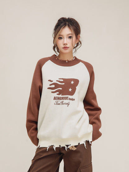 American Loose Long Sleeve Knit Top