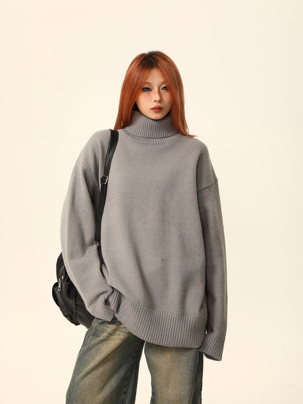 Turtleneck thickened knit sweater