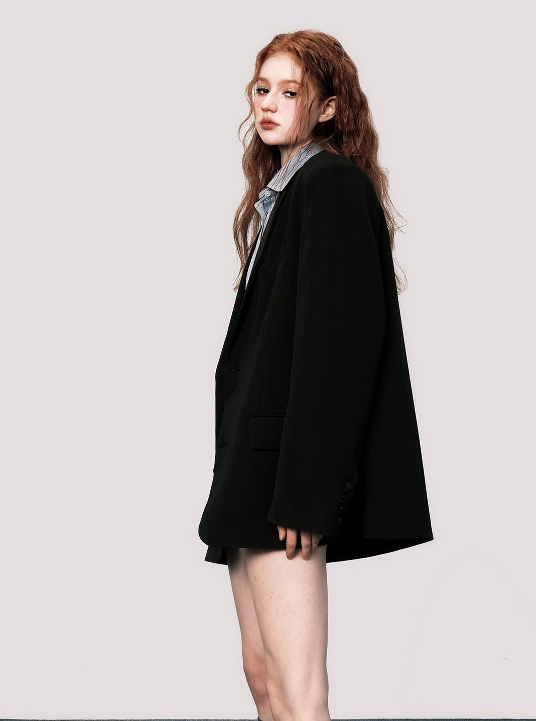 Shoulder padded blazer coat