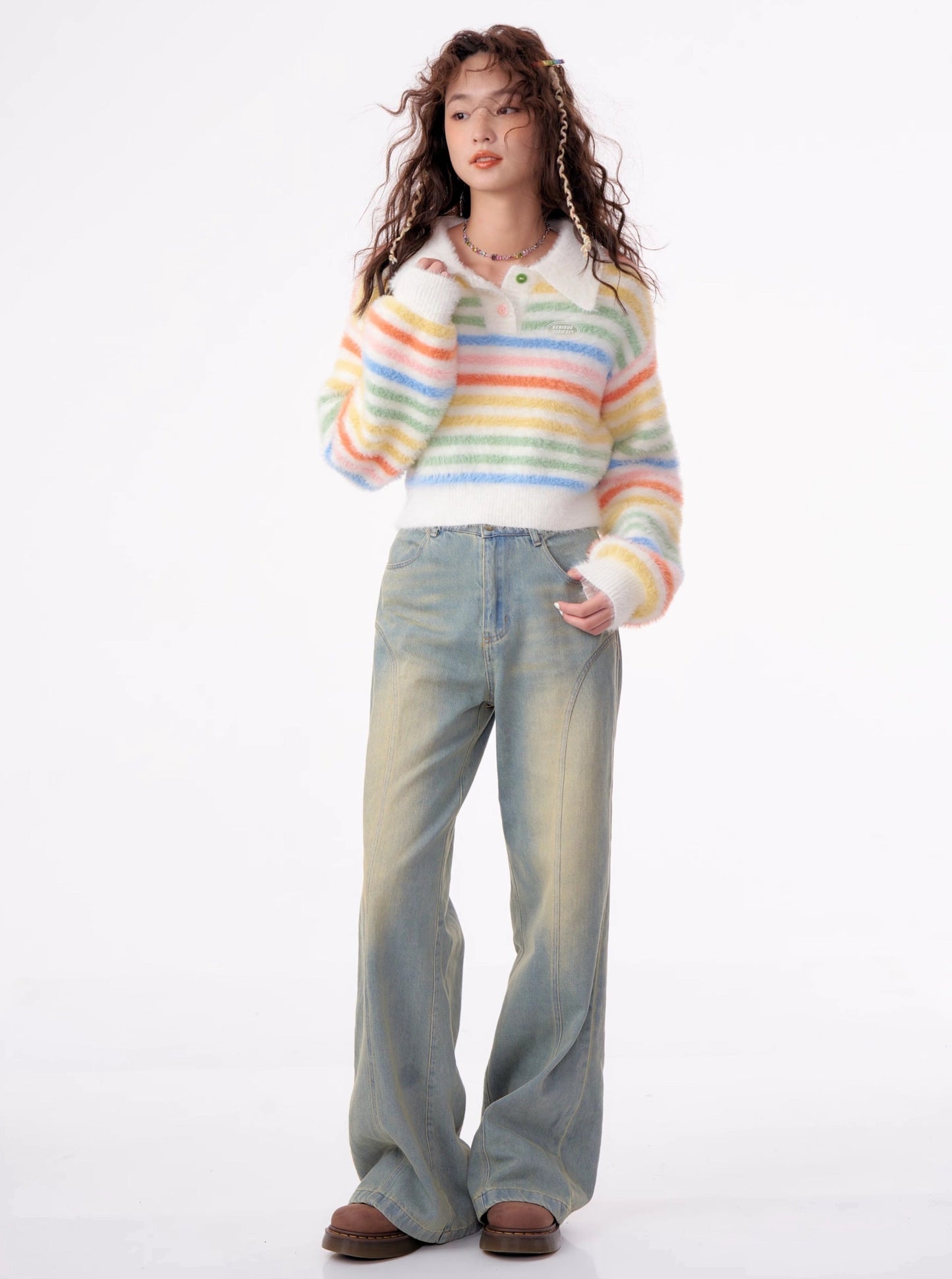 American high waist wide leg jeans pants