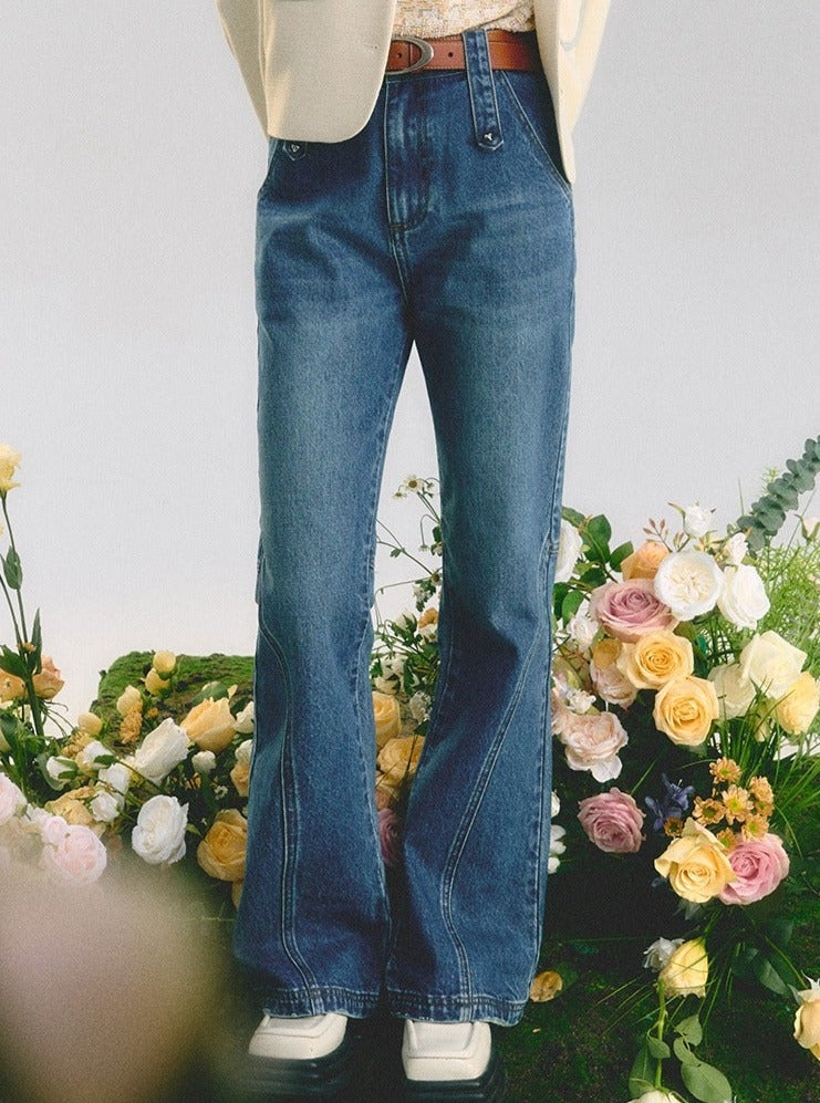 High Waist Straight Long Jeans Pants