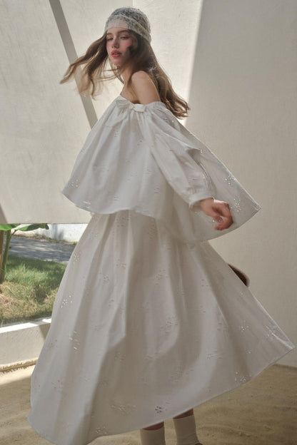 Embroidered Flower Elegant Skirt Set-Up