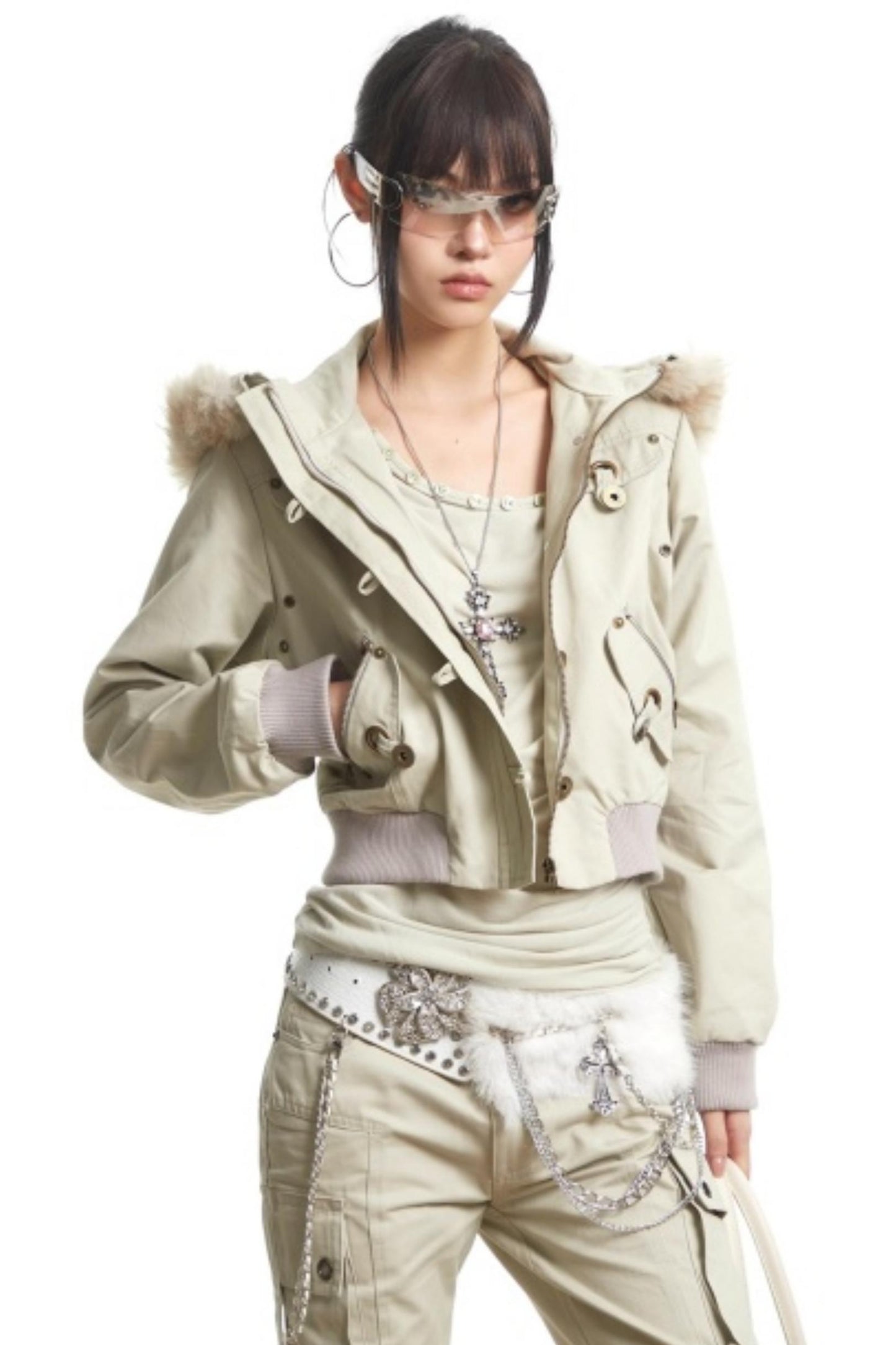 Retro Light Green Hooded Jacket