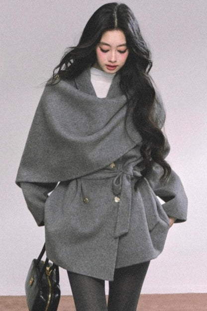 Winter Plaid Wool Coat