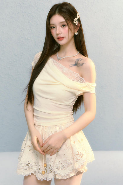 Summer Embroidered Lace Bloomer Skirt