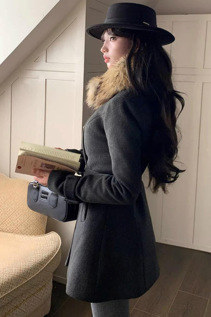 Double-Breasted Woolen Coat Set-Up