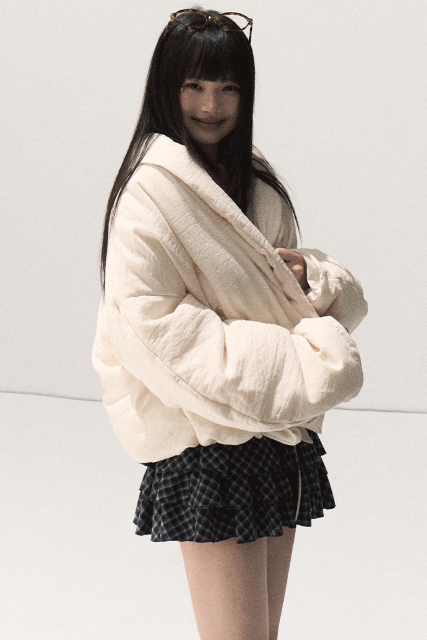 Shrine Plaid Woolen Cake A-Line Skirt