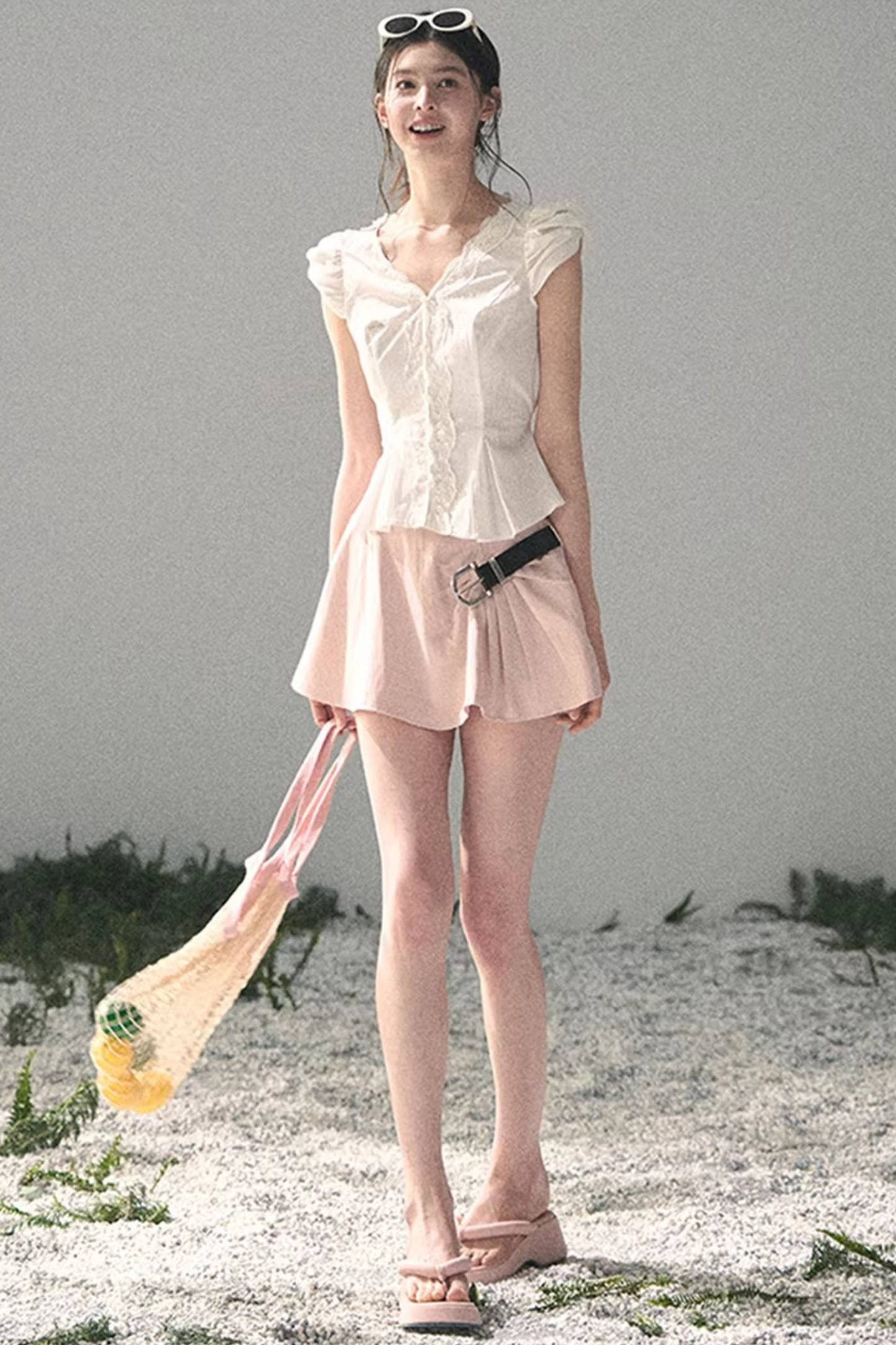 French V-Neck Lace Blouse