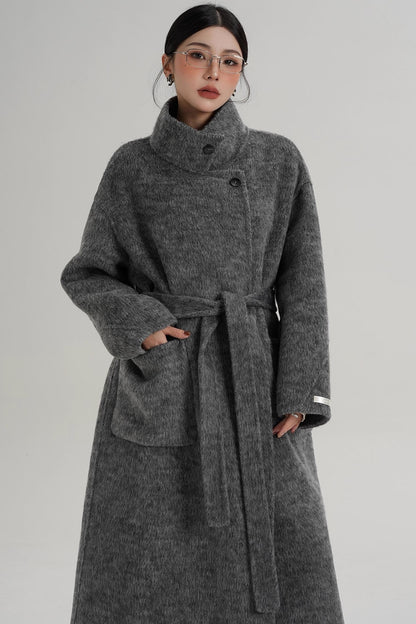 Elegant High-Neck Wool Coat
