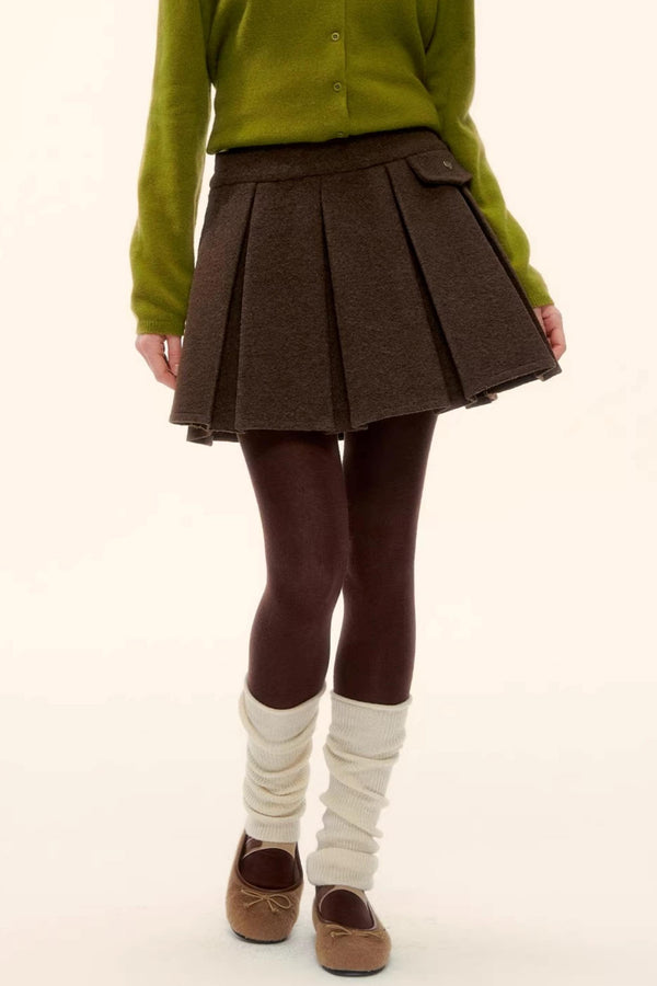 Retro Coffee Woolen Coat Set-Up