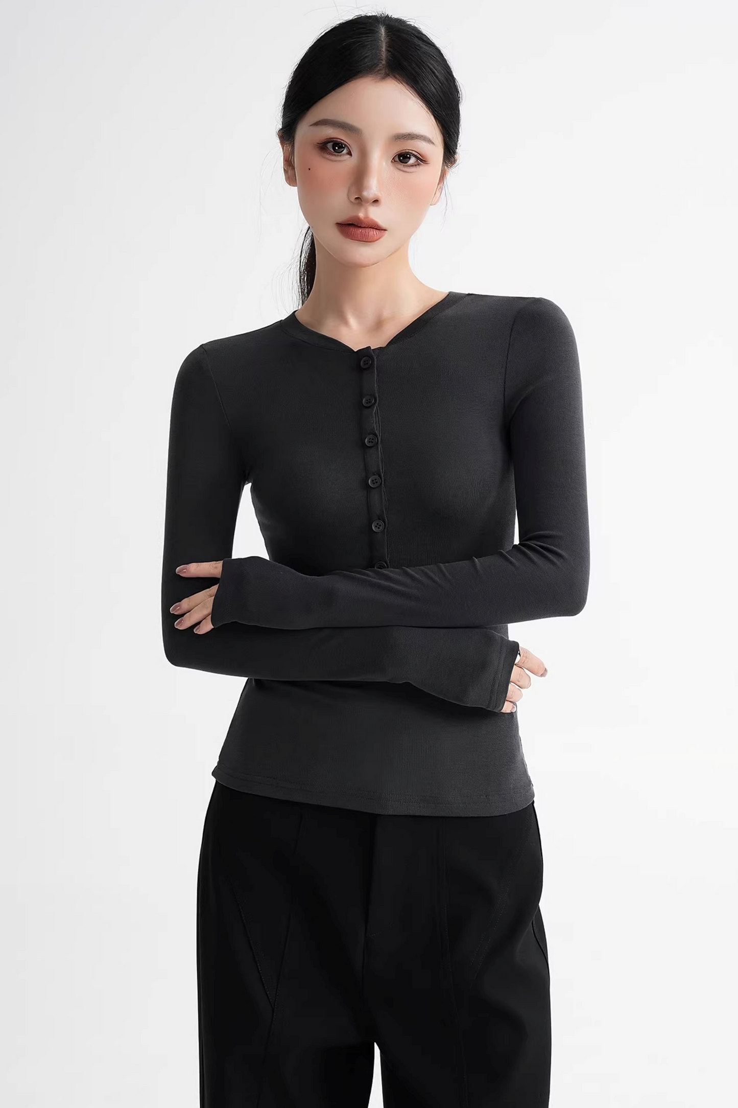 Wool Lyocell Henley Top