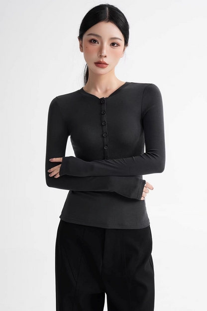 Wool Lyocell Henley Top