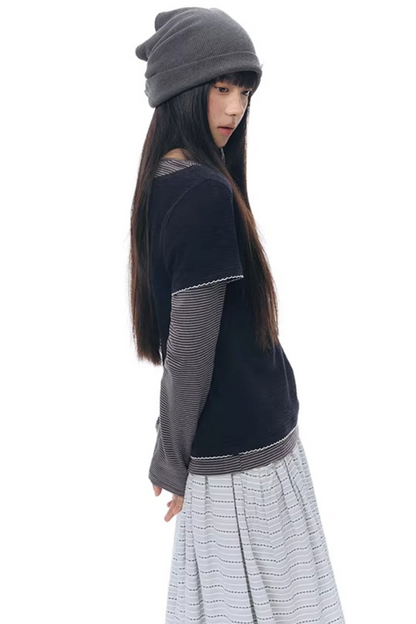 와플 니트 버튼 모자