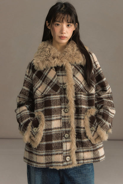 Fuji Plaid Woolen Jacket