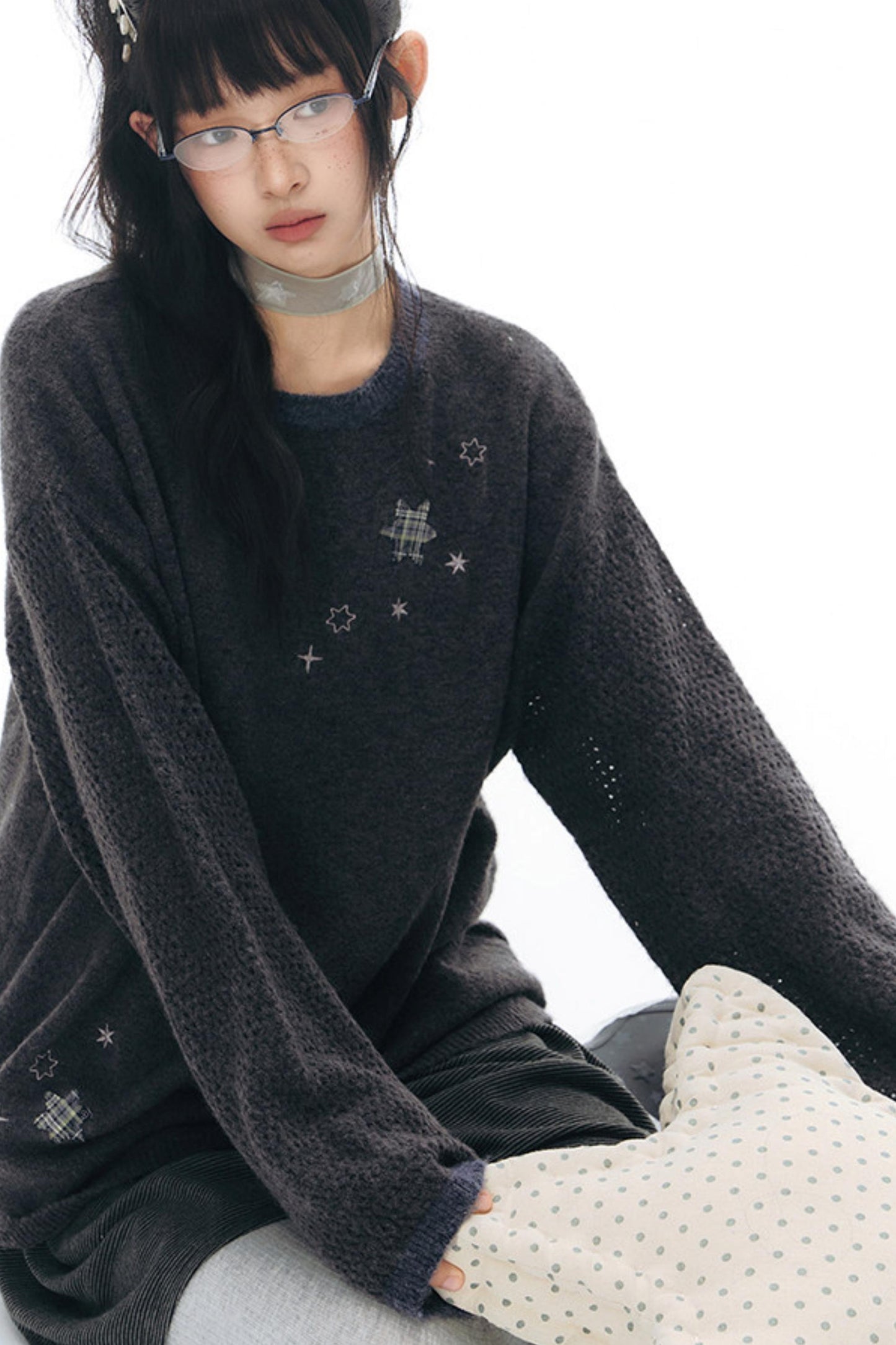 Embroidered Star Knit Sweater