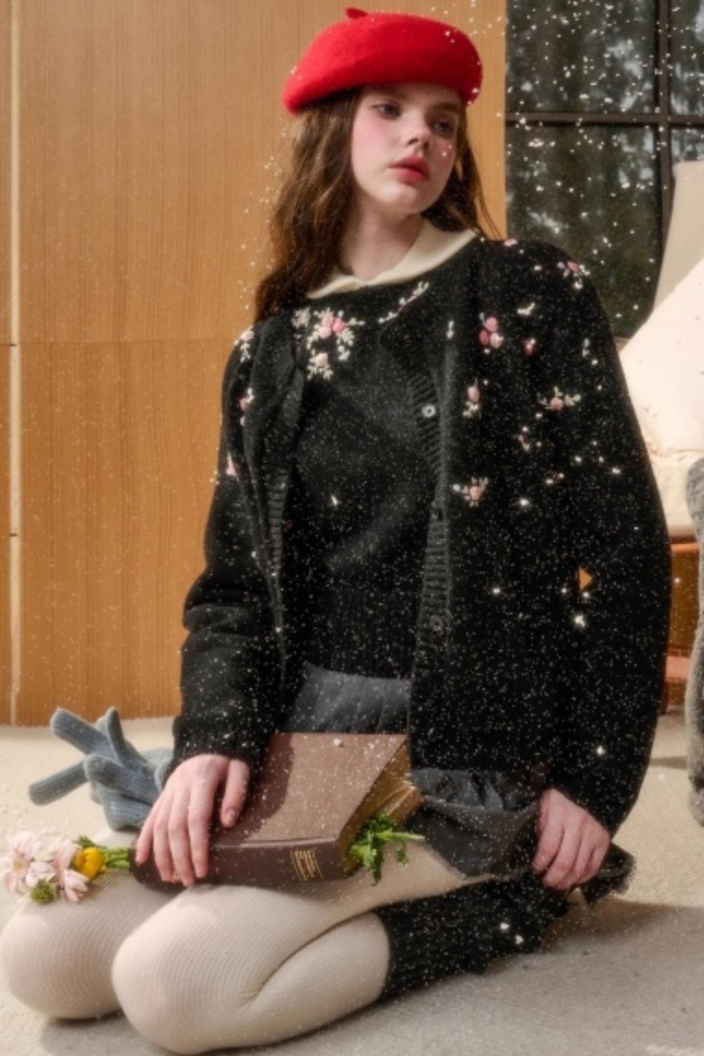 Hand-Embroidered Wool Cardigan
