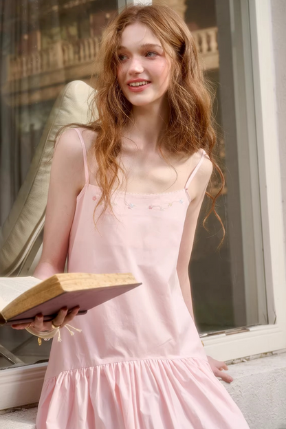 베이비 핑크 코튼 드레스 셋업