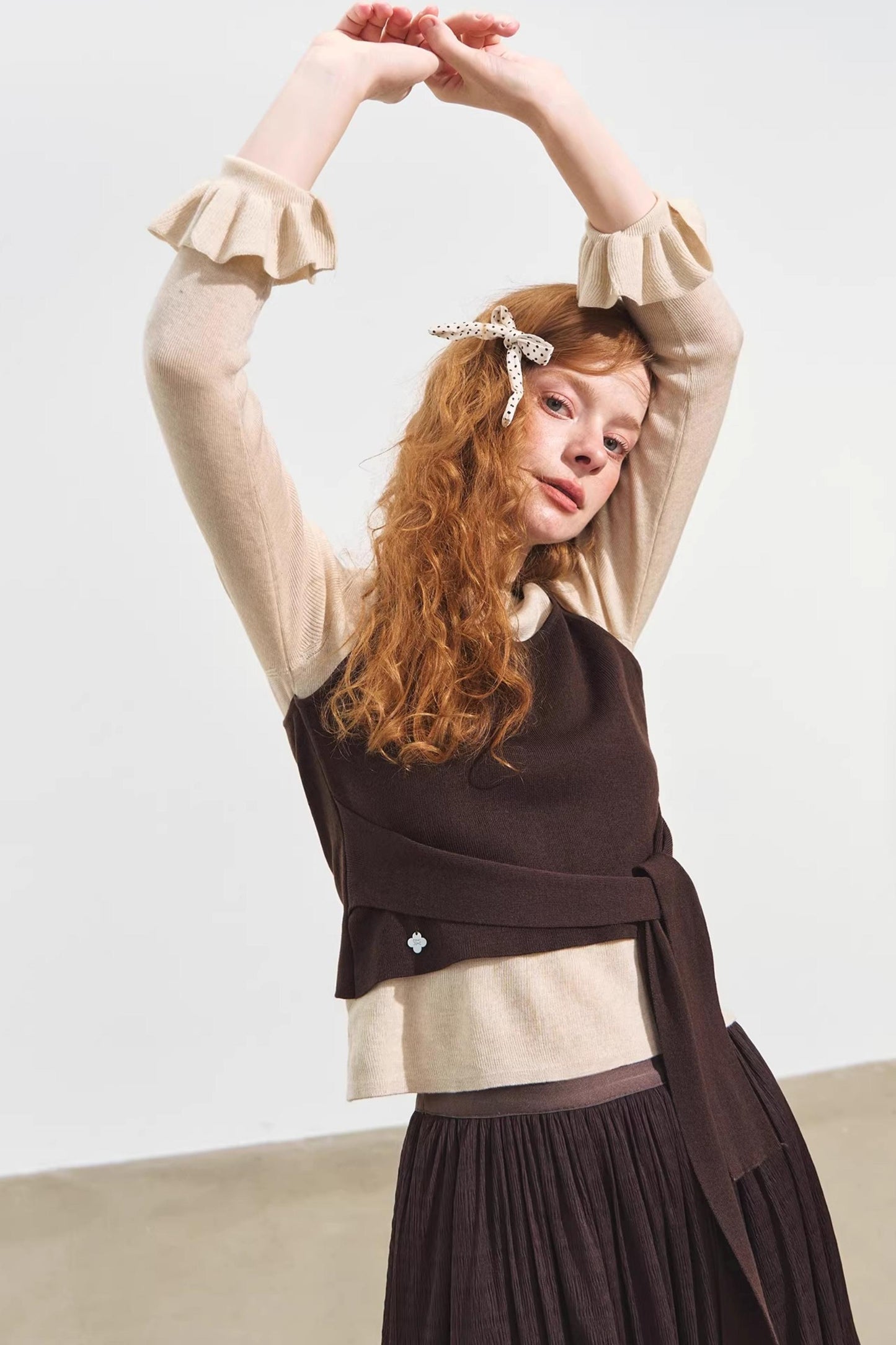 Plaid Collar Sweater Set-Up