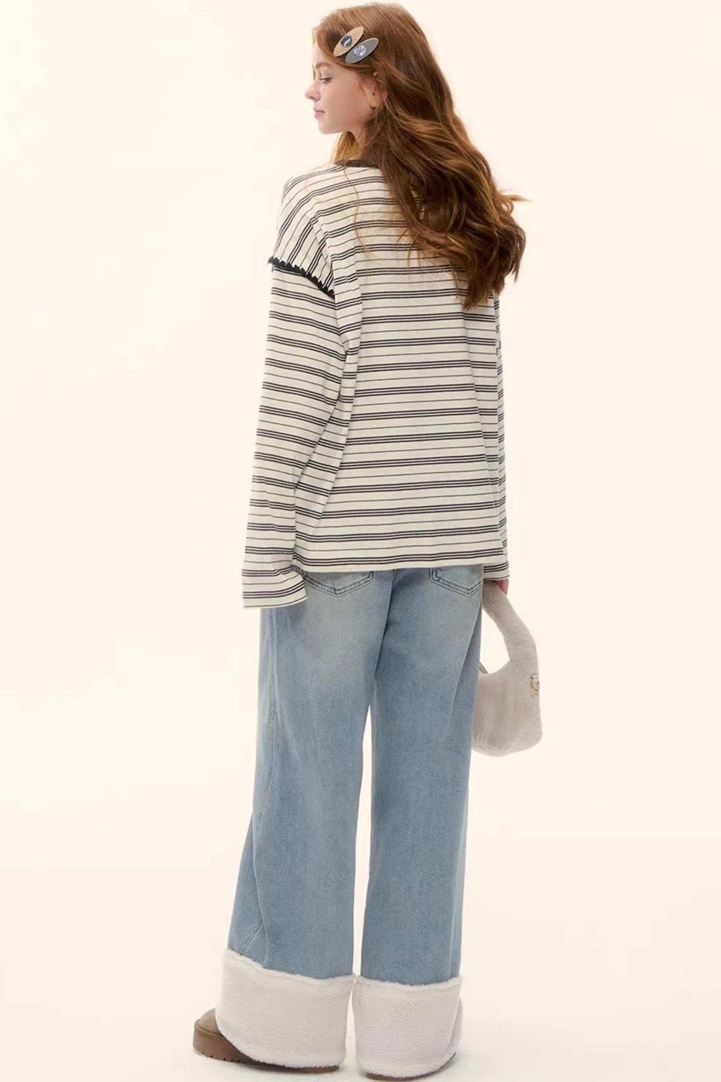 Striped Color-Blocked Crew Sweater